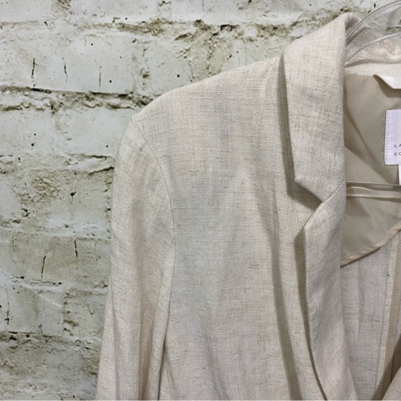 Lauren Conrad Beige Linen Blend Unlined Double Breasted Blazer - Picture 2 of 6